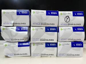MSRP $165 Lot 9 boxes PremierPro Plus. 1800 total gloves. Size Large. Chemo-tested medical grade. Powder-free with textured fingertips for grip. Latex-free and ambidextrous. Professional quality protection.