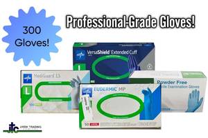 Lot of 4 boxes, Medline & Aspen. 300 total gloves, Size Large. Premium powder-free nitrile & latex. Medical-grade protection with textured grip & extended cuffs for safety. Versatile, durable, and puncture-resistant.