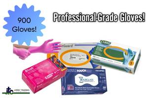 Lot of 4 Boxes of Gloves- Curad, Aurelia Blush, HandPRO RoyalTouch, &amp Medline FitGuard. 900 gloves total, Size Small. Premium powder-free nitrile offers superior tactile sensitivity and textured grip. Ideal for medical or home use.