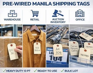 MSRP $150 - 1 Case (1000 TagsCase) Staples Pre-Wired Heavy-Duty Blank Manila Shipping Tags 6.25 x 3.13 double-wired tags feature 12-inches of 26-gauge wire - 316in. reinforced, tear resistant eyelet