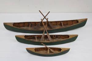 Vintage Wooden Canoe Set (Lot of 3)