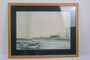 Frank Zeller Original 1968 Watercolor Seascape with Provenance