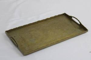 Brass Engraved Floral Tray with Scalloped Edges - Made in China