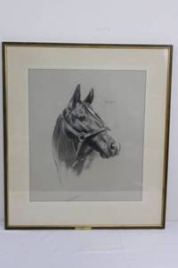 Geri Arnold Stars & Stripes - Graphite Horse Portrait, Signed 1962, Framed