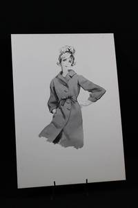 Geri Arnold Original Fashion Illustration - Woman in Belted Coat, Signed