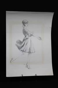 Original Pencil Sketch by Geri Arnold - Dancer in Flowing Dress, Full-Body Study