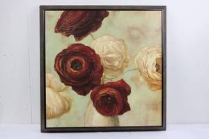 F. de Villeneuve Floral Painting - Large Rose Bouquet in Frame - Made in Canada