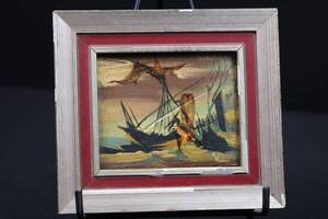 Framed Landscape Painting with Birds in Marsh - Multi-Layer Frame