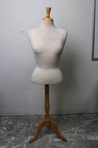 Dress Form Mannequin on Wooden Tripod Stand - Full Torso Display
