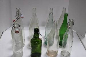 Assorted Glass Soda Bottles with Swing-Top Closures - Clear and Green