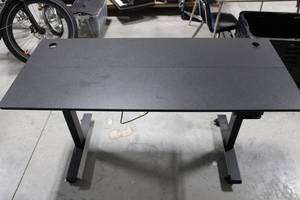 Industrial Black Textured Work Table  Workbench with Cable Pass-Through Holes