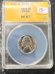 1956 US PROOF JEFFERSON NICKEL ANACS PF67
