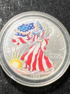 1999 AMERICAN SILVER EAGLE 1 TROY OZ .999 FINE SILVER IN COLOR