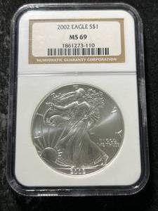 2002 AMERICAN SILVER EAGLE NGC MS69