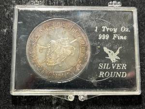 1 TROY OZ .999 FINE SILVER 1991 CONVENTION ROUND IN CASE