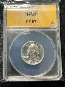 1956 US PROOF WASHINGTON QUARTER ANACS PF67