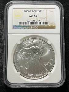2000 AMERICAN SILVER EAGLE NGC MS69