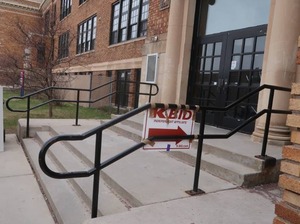 PAIR BLACK STAIR RAILINGS  DOOR #1