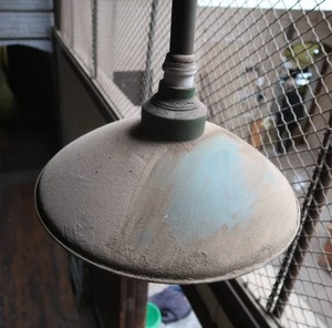 ANTIQUE GREEN ENAMELED INDUSTRIAL PENDANT LIGHT