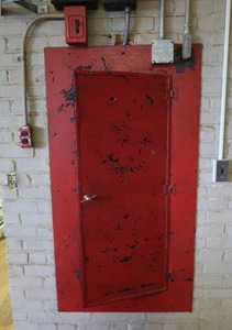 ANTIQUE RED METAL WALL PANEL