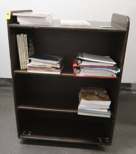 WOODEN DOUBLE SIDED LIBRARY CART