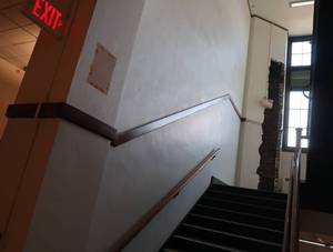 ALL  ANTIQUE TRIM BOARD IN STAIRWELL OF DOOR 1