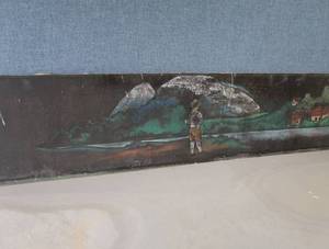 VINTAGE ANTIQUE STUDENT ART ON LONG BOARD