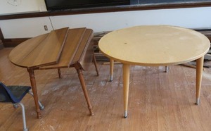 2 ROUND WOOD TABLES