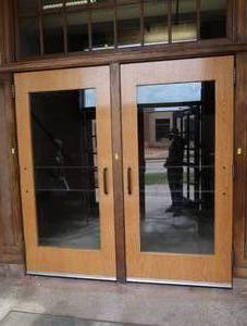WOOD AND GLASS DOUBLE INTERIOR DOORS