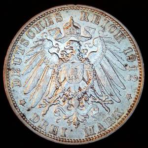 XFAU 1912 D Kingdom of Bavaria Zwei Mark, Muted Original Luster wCabinet Toning