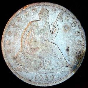 1860-O Seated Half Dollar, Poss WB-8, Rarity 4 (76-200 known), VGVG, Details