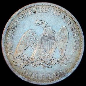 1860-O Seated Half Dollar, Poss Rare WB-8 Eagle Laying Egg (Est Pop 76 - 200) VFXF details