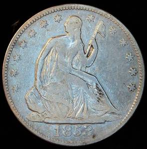 1853-P Seated Liberty Half Dollar, FF, Details