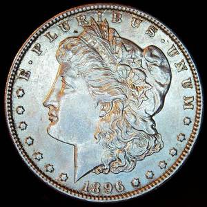 AUAU 1896-P Morgan Silver Dollar, Muted Original Luster