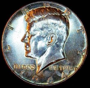 BU 1964 Kennedy Half Dollar Toner, Proof-Like Luster
