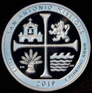 .999 Silver Proof 2019 ATB Quarter - San Antonio, 2 of 5 in the Series, Mint Fresh