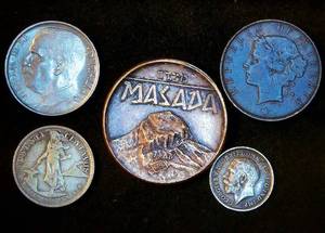 XF 1925 Italy 50 Centesimi  Collection of (4) Uncommon CoinsMedallion