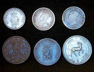 Collection of (6) World Coins Mostly Silver