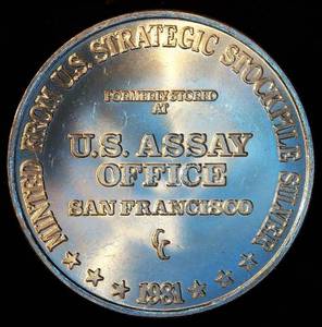 1981 1oz .999 US Assay Office Strategic Stockpile Silver Round