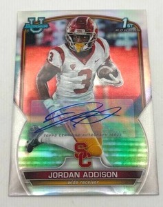 2022 Bowman Chrome University Jordan Addison 1st Bowman Autographed Card 499 (NM-MT)