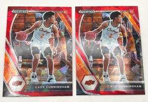 Lot of Two 2021-22 Cade Cunningham Detroit Pistons Panini Prizm Draft Picks Rookie Cards (NM-MT)