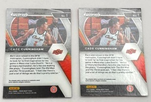 Lot of Two 2021-22 Cade Cunningham Detroit Pistons Panini Prizm Draft Picks Rookie Cards (NM-MT)