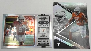 Lot of 2 Bijan Robinbson Rookie Cards including 2023 Panini Chronicles Black & Panini Chronicles Contenders Optic Draft Picks (NM-MT)