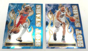 Lot of 2 Basketball Cards including 2024-25 Panini Select Hot Stars Stephen Curry and Shai Gilgeous-Alexander (NM-MT)