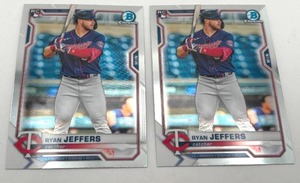 Lot of Two 2021 Bowman Chrome Baseball Minnesota Twins Ryan Jeffers Rookie Cards (NM-MT)