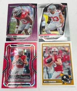 Lot of 4 Football Rookie Cards including Will Howard, Jack Sawyer, and More (NM-MT)