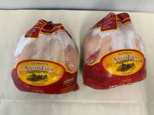 CC. 2x 4lb Gerber Amish Farm Whole Fryer Chicken