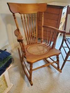 Solid early 20th Century Rocker and Beautiful Side Chair