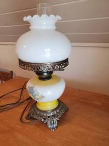 Vintage Electrified Hand Painted Parlor Lamp
