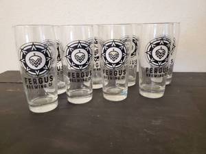 8 Large Glass Fergus Brewing Co. Glasses